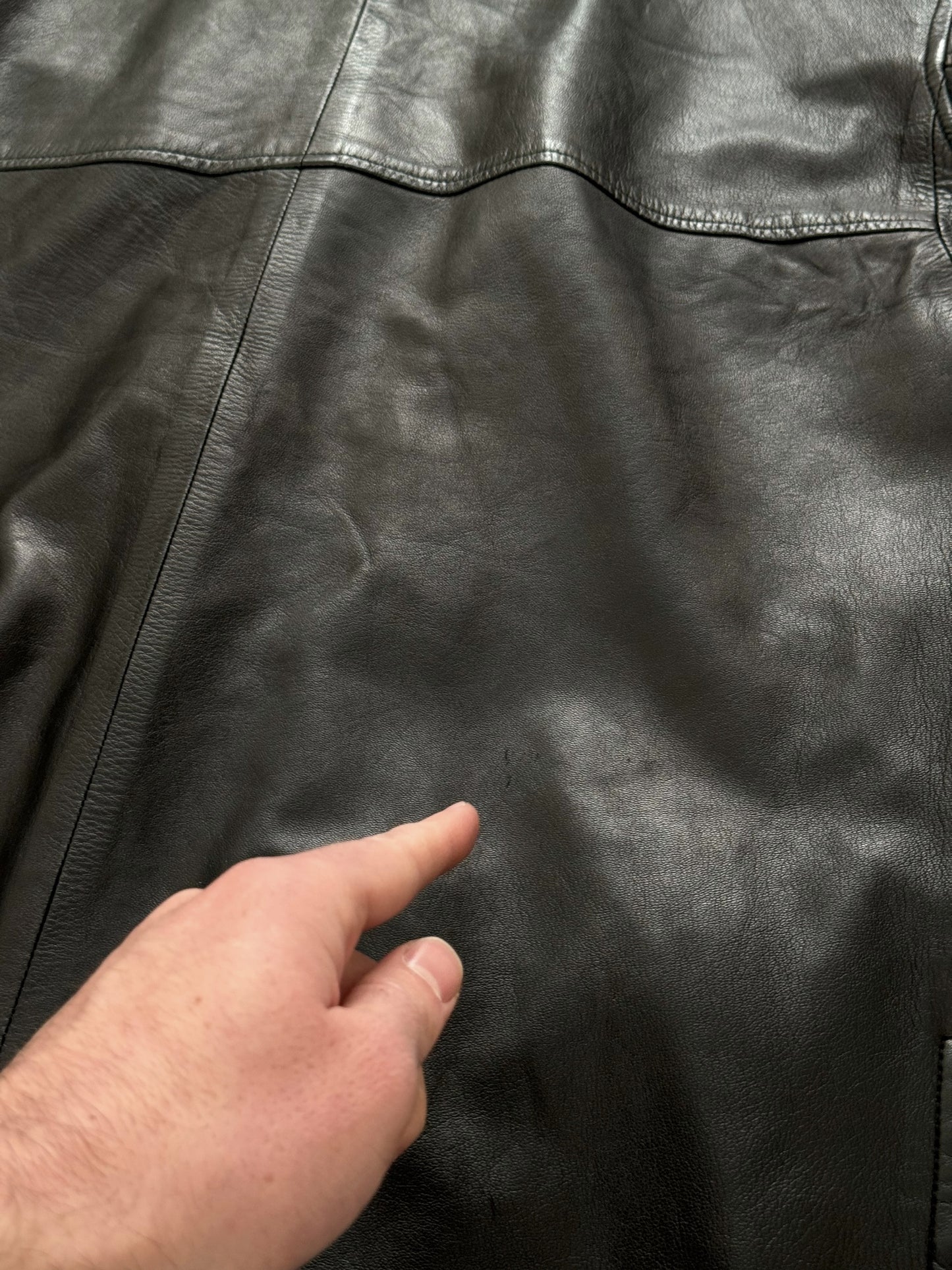 Long Chore Work Leather Zip Jacket