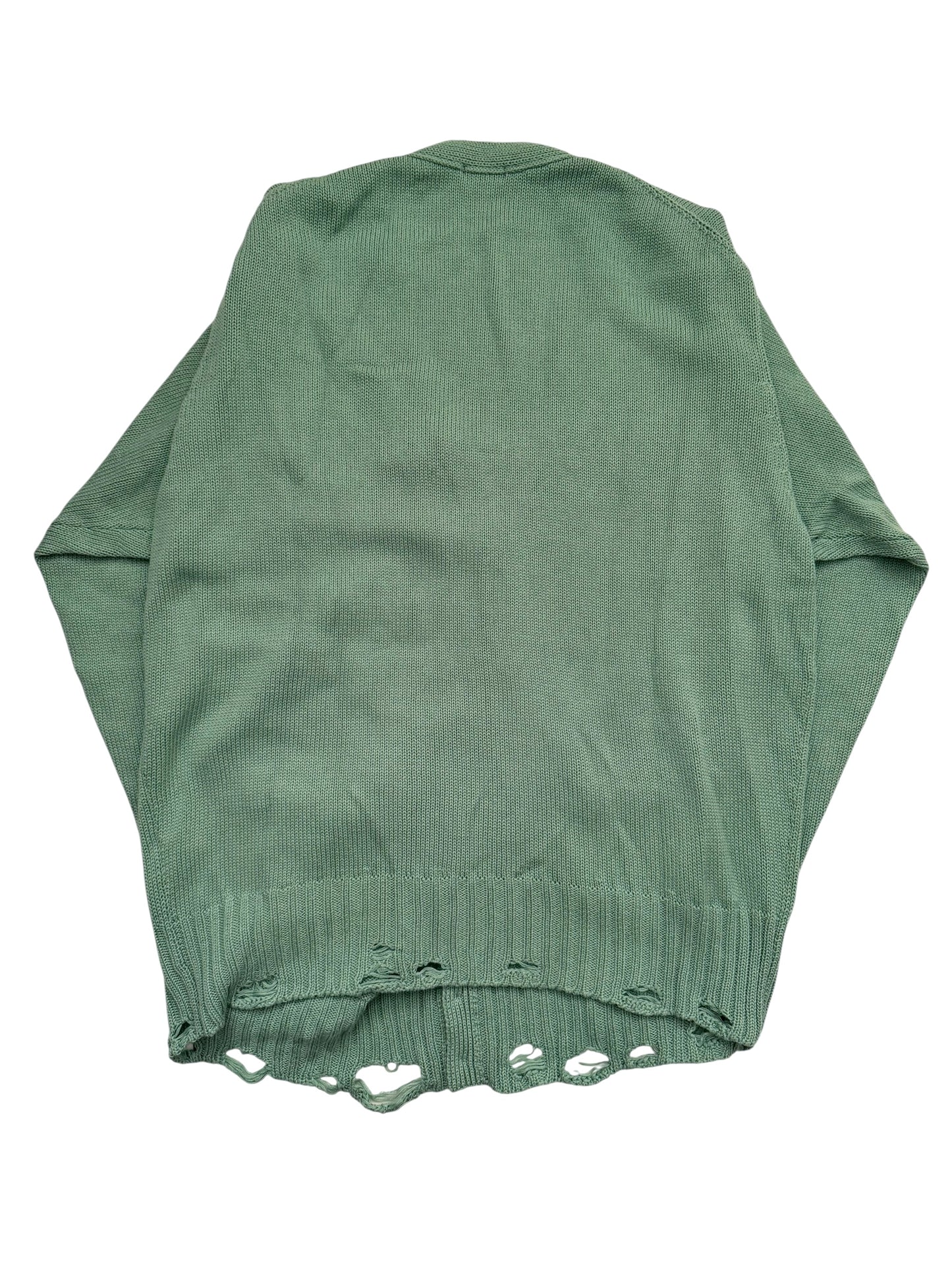 Distressed Faded Green Cardigan