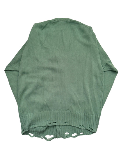 Distressed Faded Green Cardigan