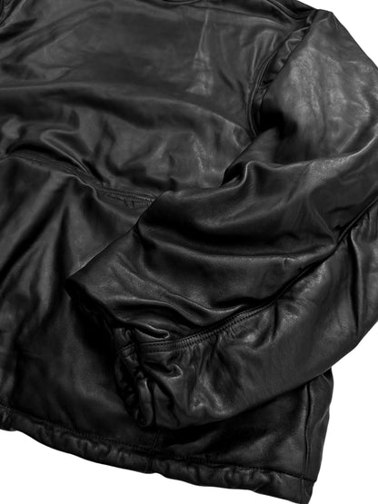 Leather Boxy Pullover Hoodie