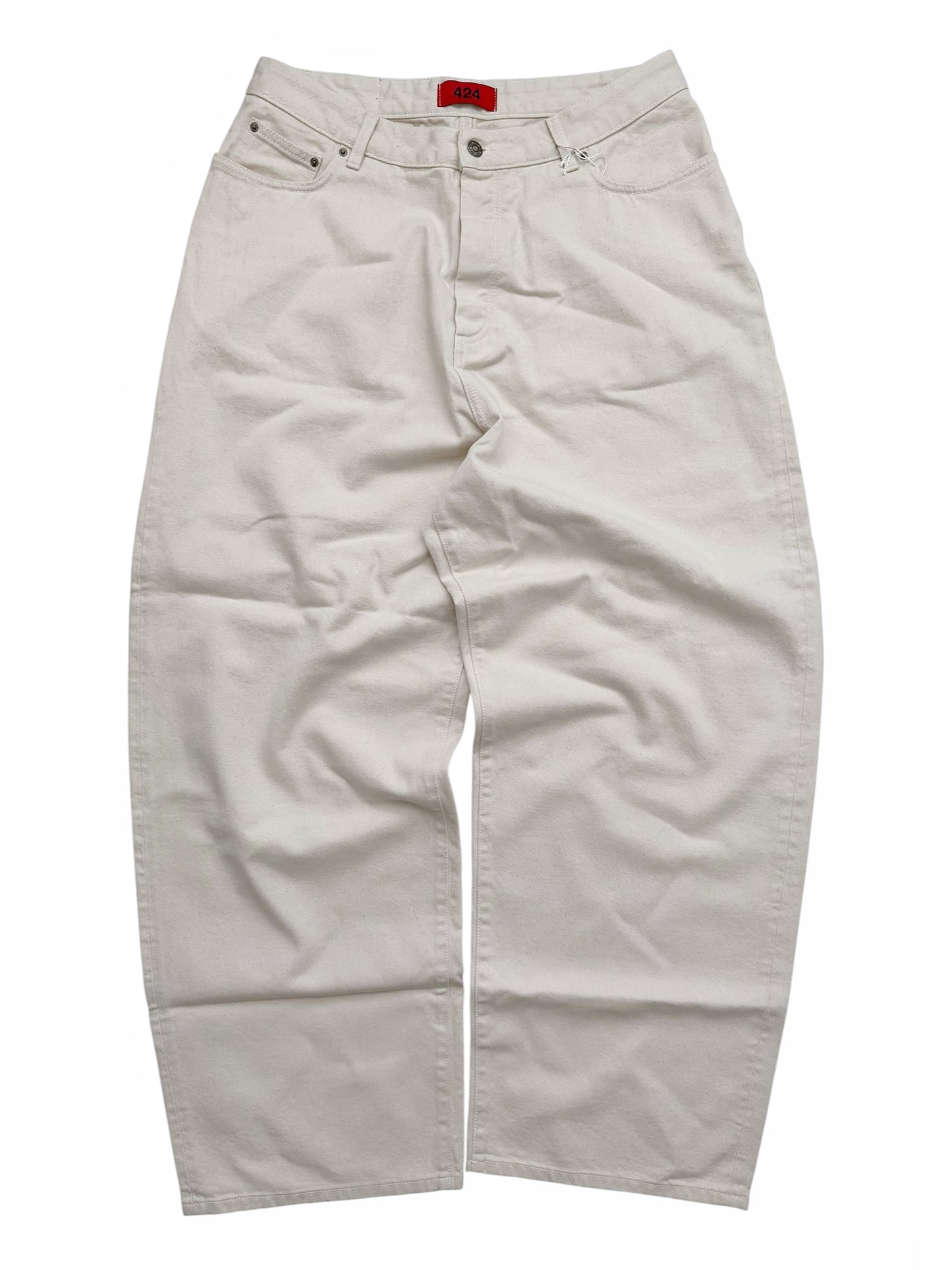 Big Daddy Baggy Beige White Denim Jeans Pant