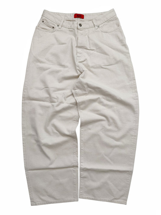 Big Daddy Baggy Beige White Denim Jeans Pant