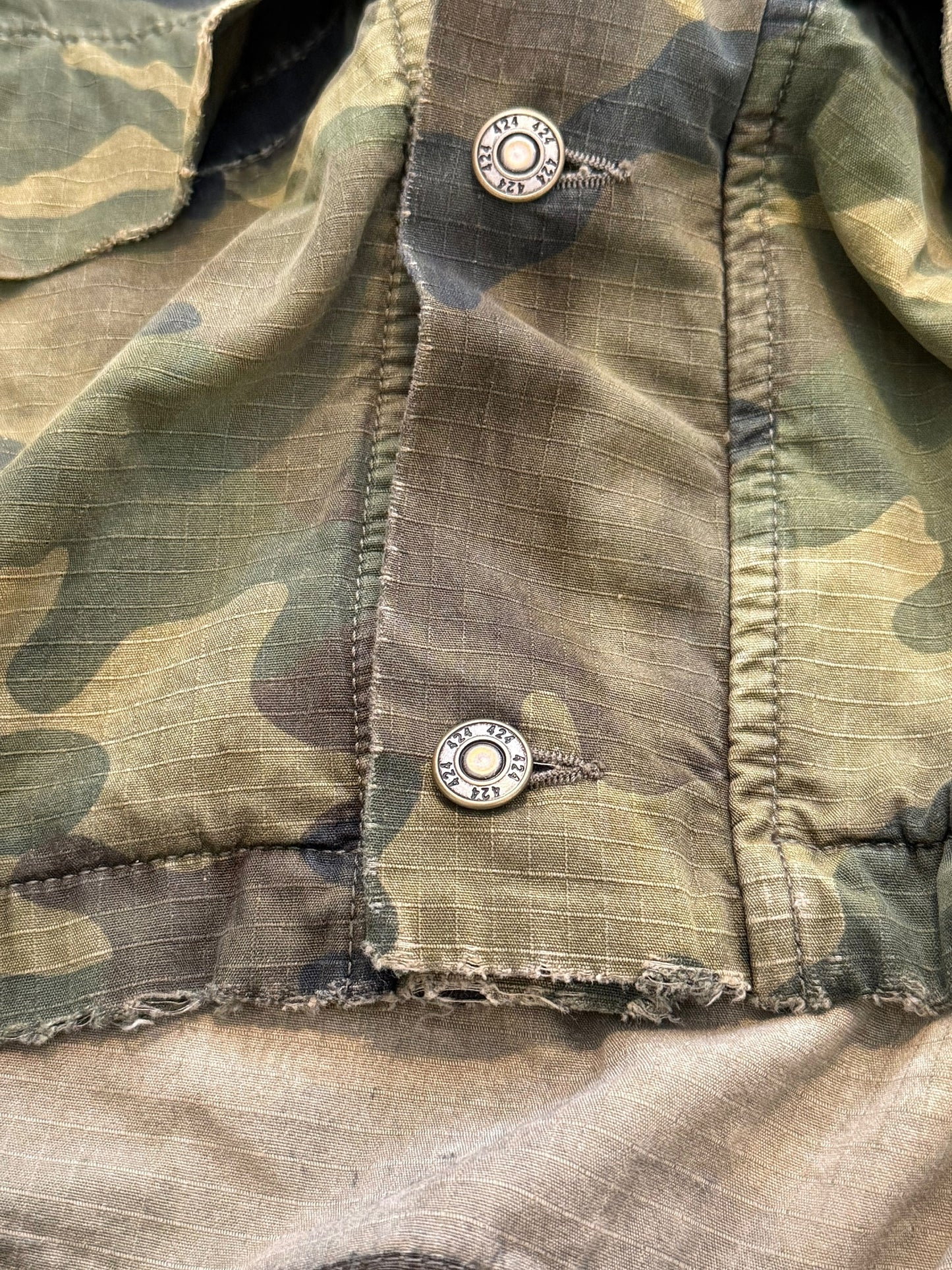 Distressed Cropped Camo Anorak Parka Jacket