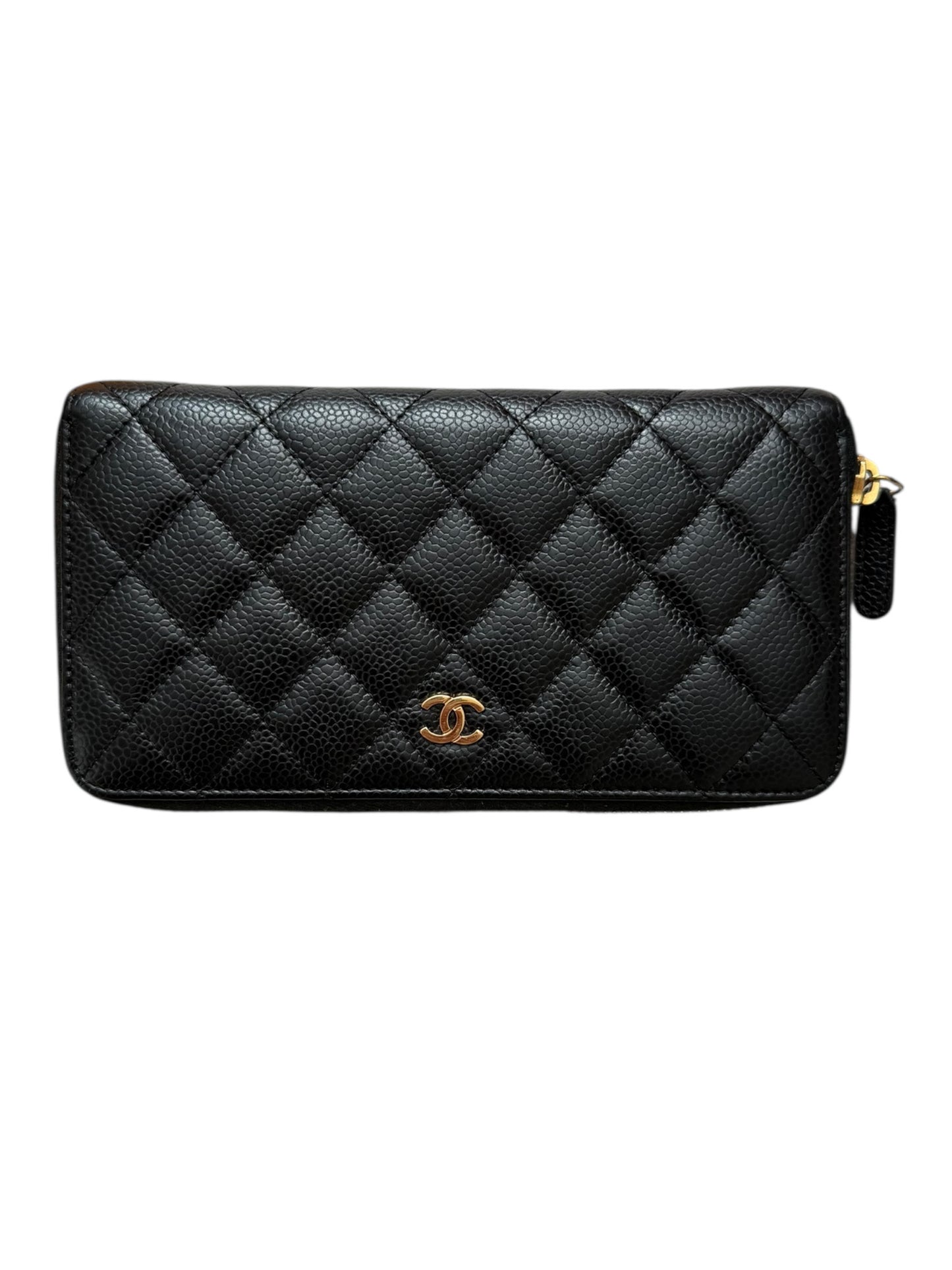 Caviar Pebble Grain Leather Zip Wallet