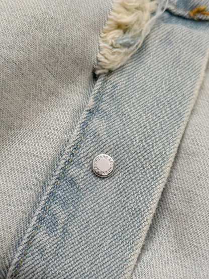 Denim Pleated Trucker Jacket