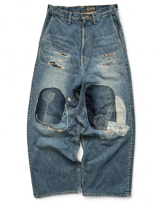 Katsuragi Boro Patchwork Kountry Baggy Denim