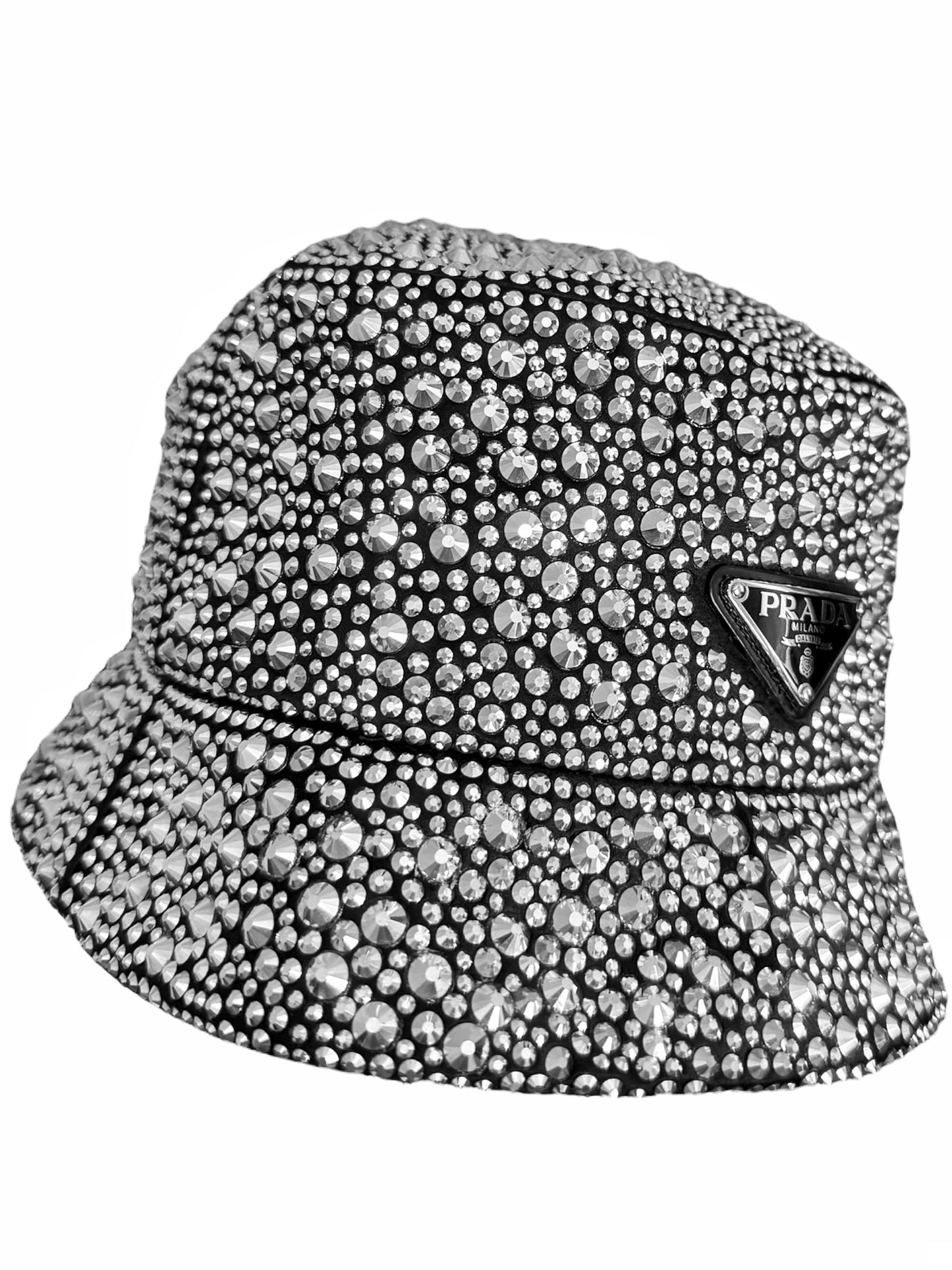 $2650 Crystal Covered Silk Satin Bucket Hat