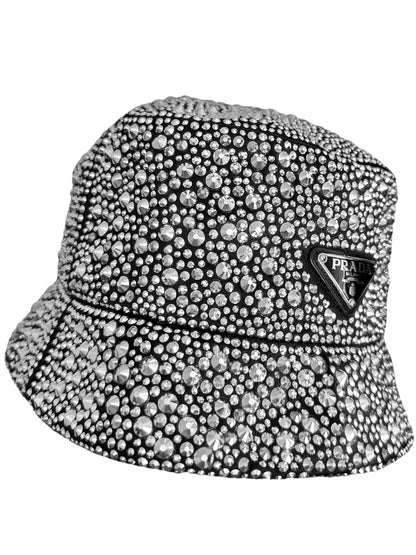$2650 Crystal Covered Silk Satin Bucket Hat