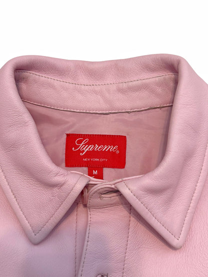 Pale Pink Lamb Leather Shirt Jacket