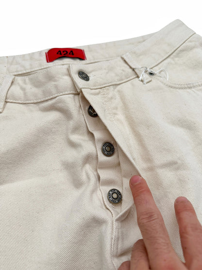 Big Daddy Baggy Beige White Denim Jeans Pant