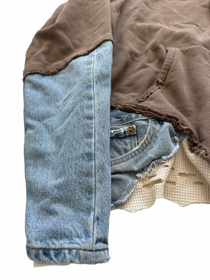 Sample Cocoa Brown Denim Fragment Hybrid Hoodie