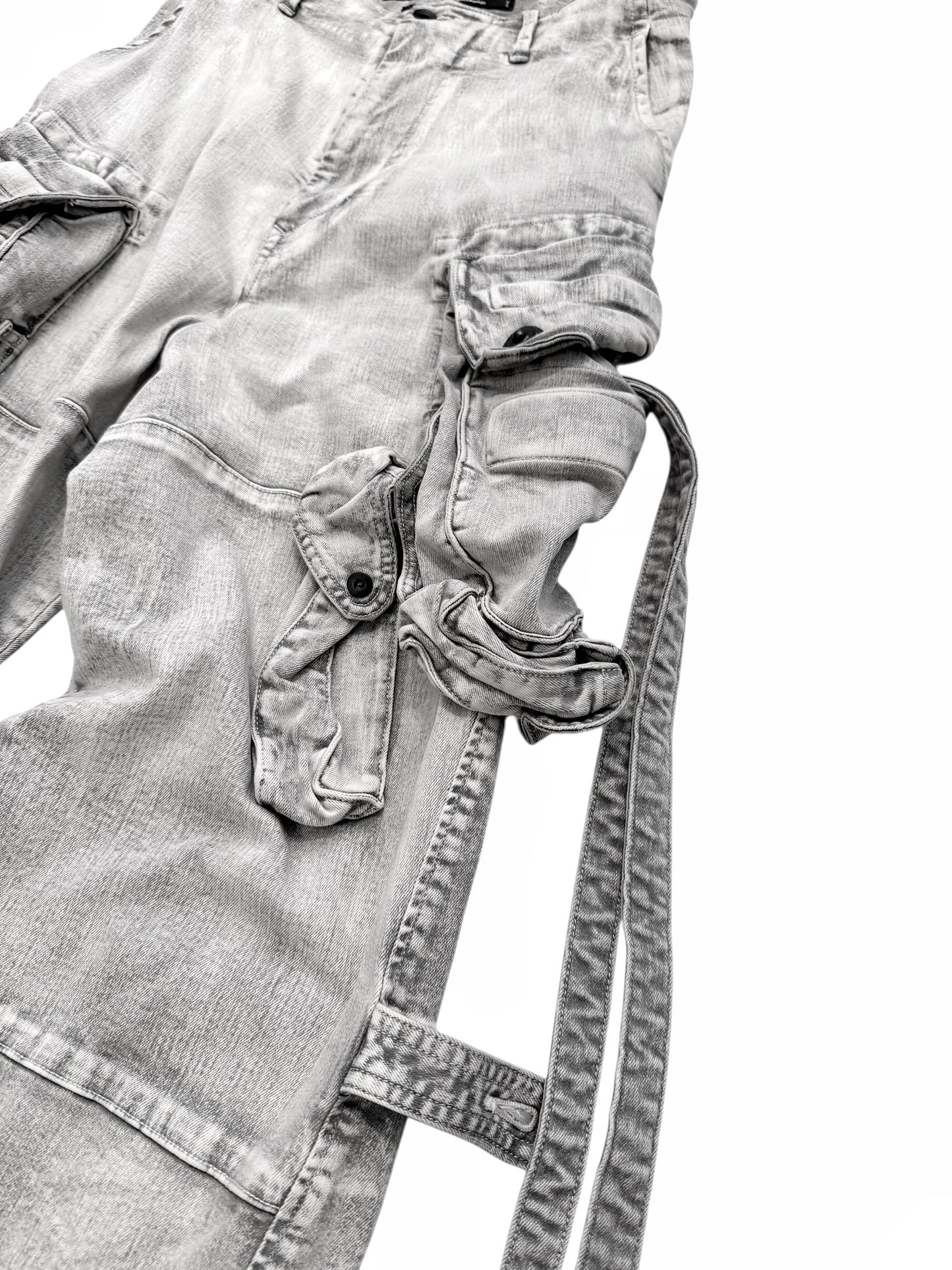 White Degrade Wash Gasmask Cargos