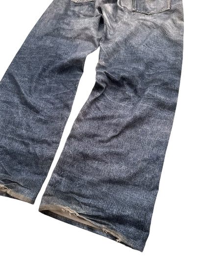 Trompe L’oeil Printed Baggy Belted Denim