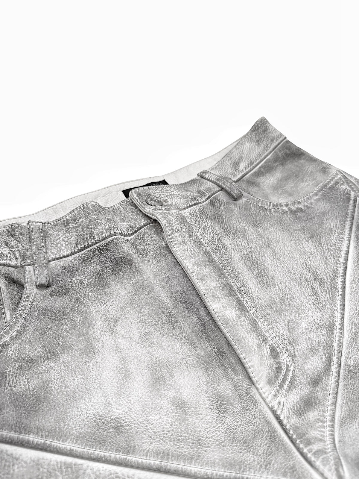 Mud Show White Leather Biker Pants