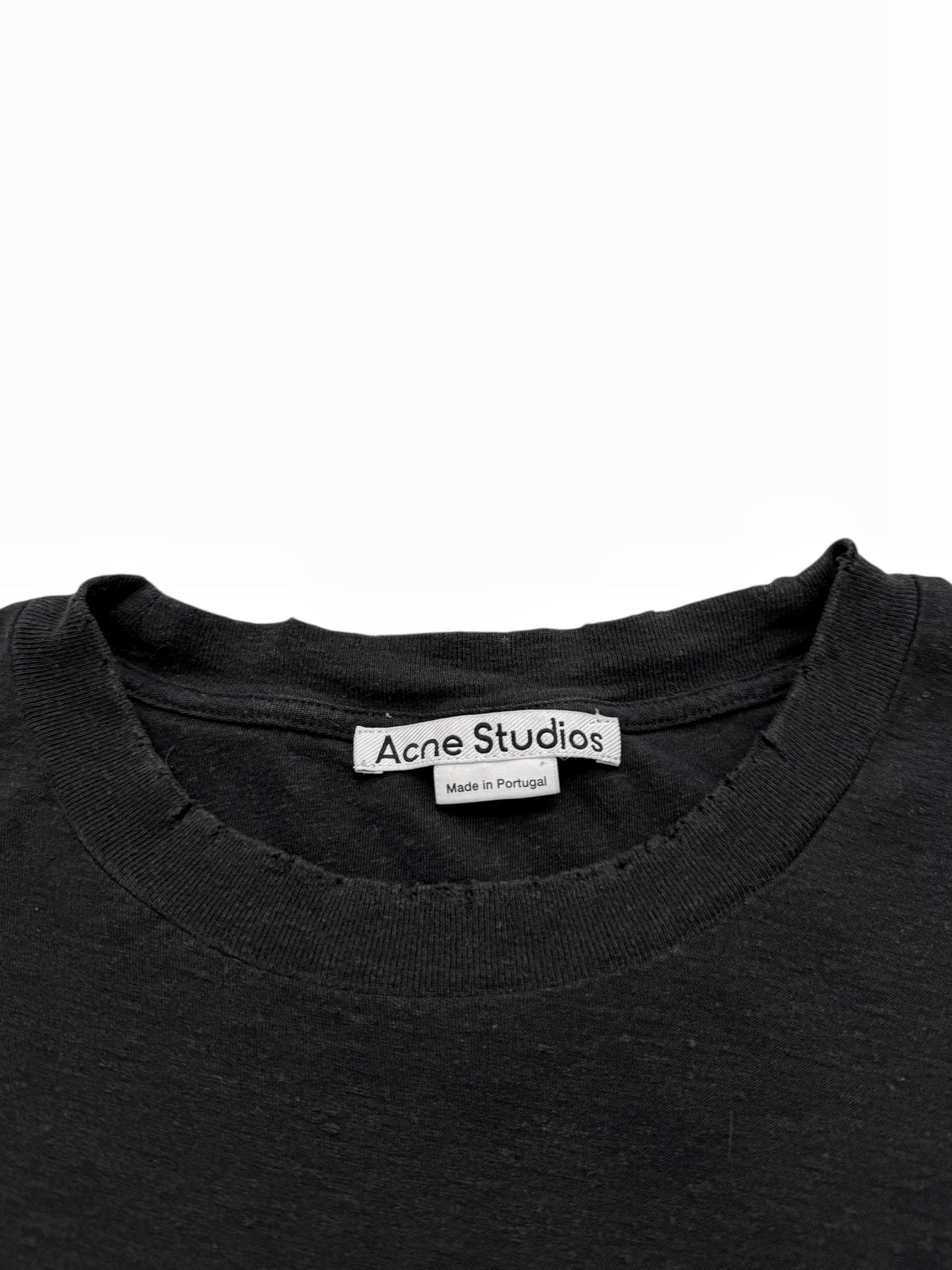 Cropped Distressed Logo Shirt