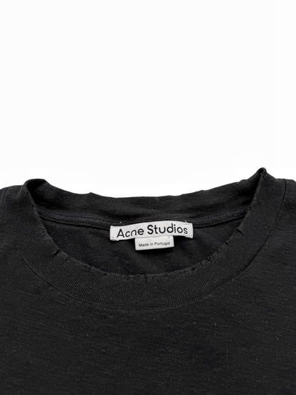 Cropped Distressed Logo Shirt