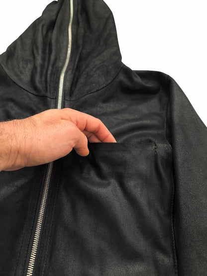 Full Zip Distressed Goat Skin Hoodie