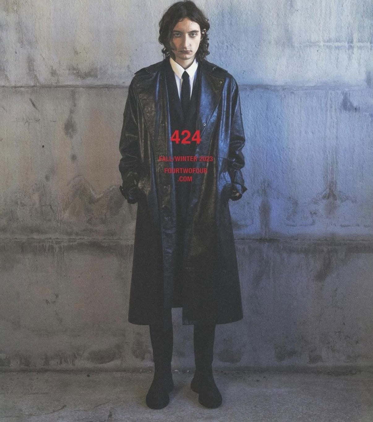 2024 Paper Effect Distressed Leather Trench Coat