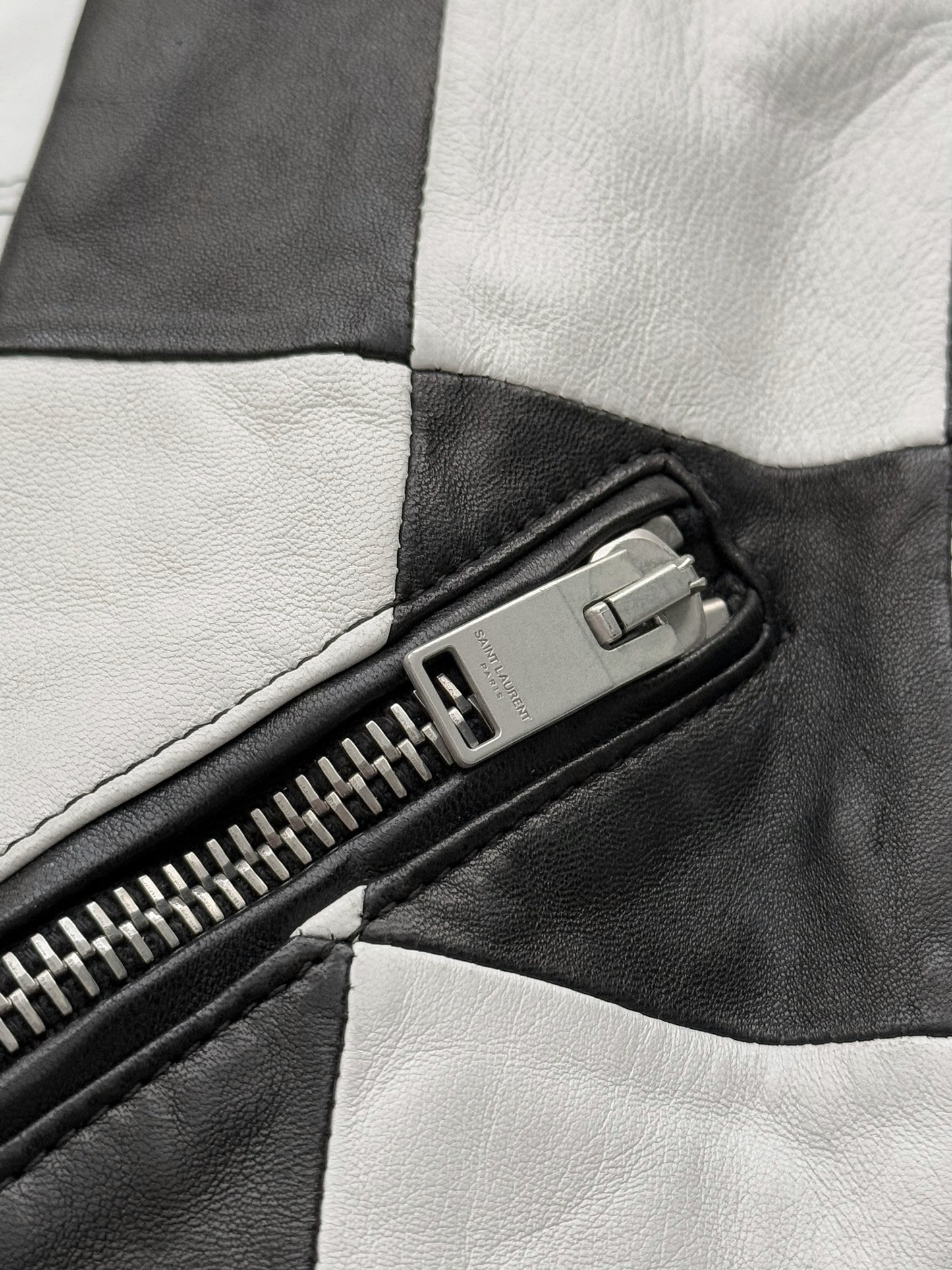 SS14 Checkerboard Patchwork L01 Lambskin Motorcycle Jacket