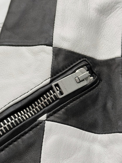 SS14 Checkerboard Patchwork L01 Lambskin Motorcycle Jacket