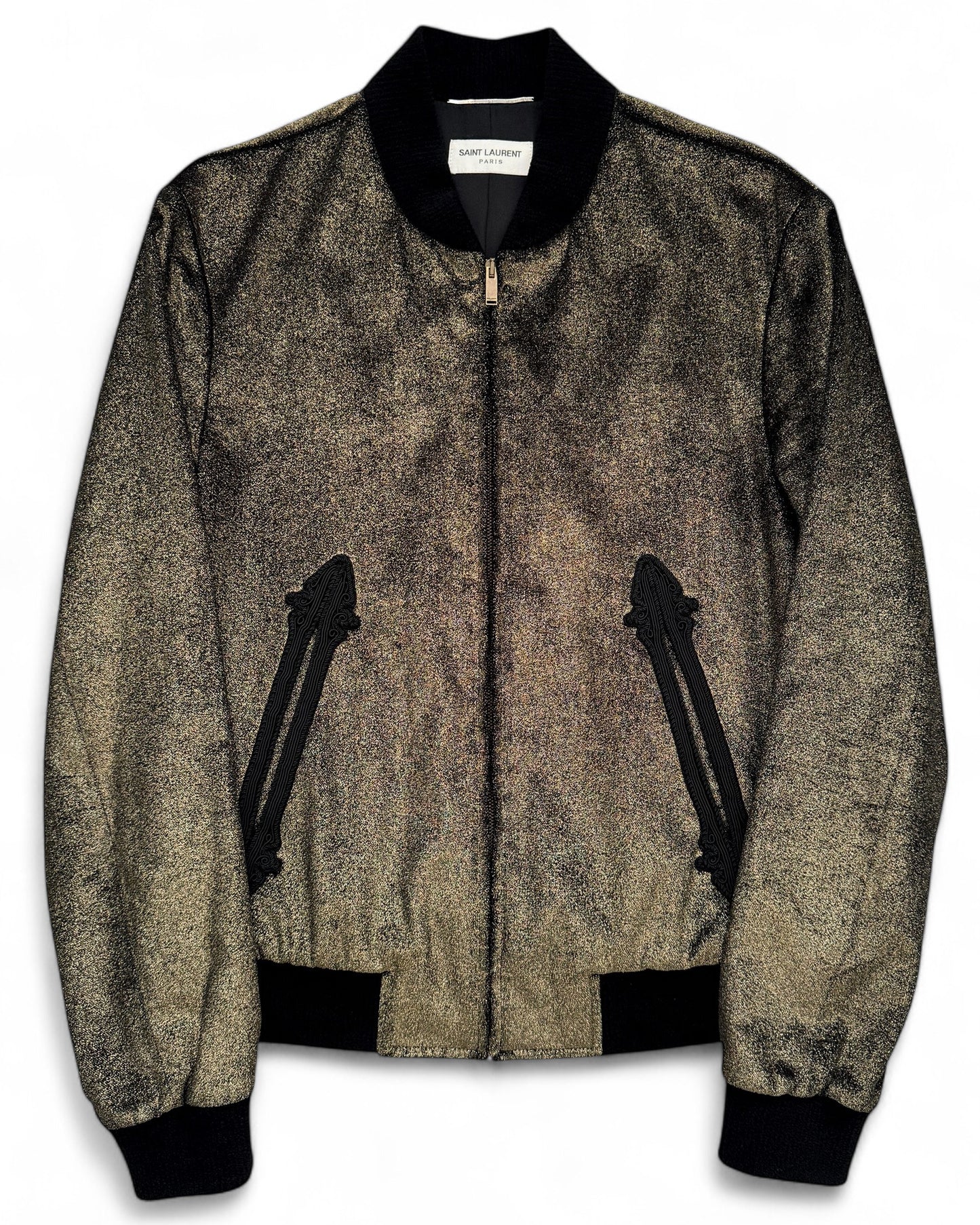 Gold Sprinkled Velvet Western Teddy Varsity Bomber