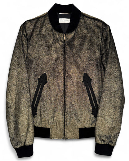 Gold Sprinkled Velvet Western Teddy Varsity Bomber