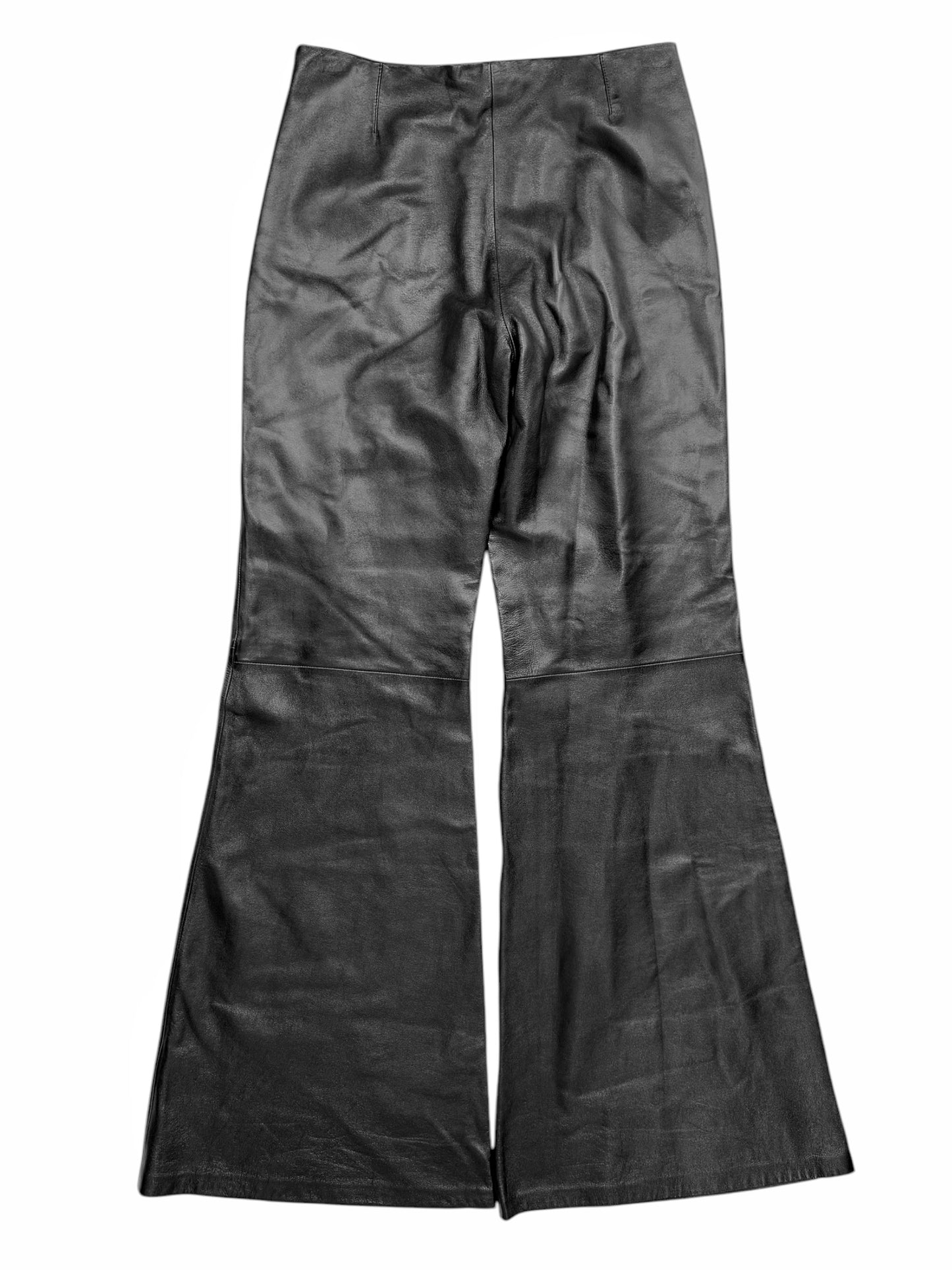 $1,950 Lamb Leather Glossy Flare Pants