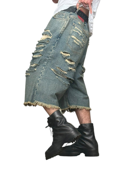 Big Daddy Baggy Denim Shred Jean Shorts
