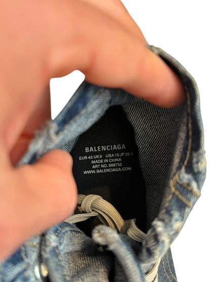 Denim Jeans Destroyed Blue Paris High Sneaker