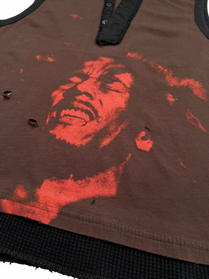 Bob Marley Distressed Layered Thermal Tank Tee