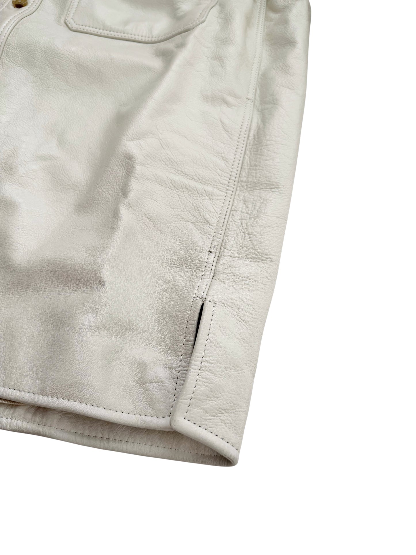 White Leather Over Shirt Jacket