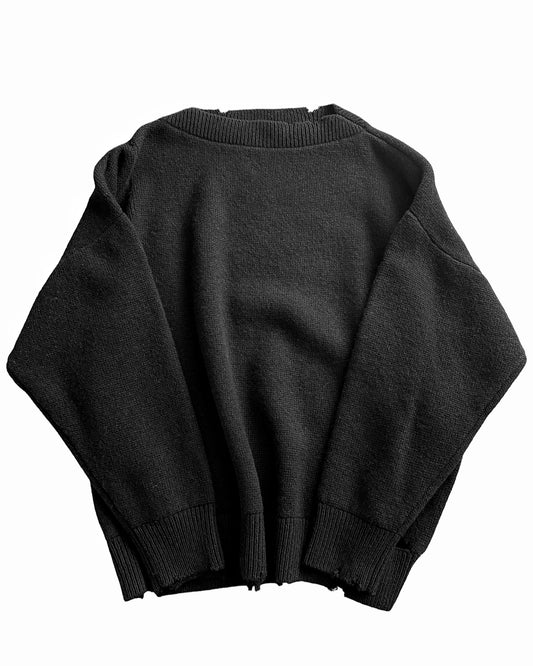 Wool Distressed Cut Up Wide Knit