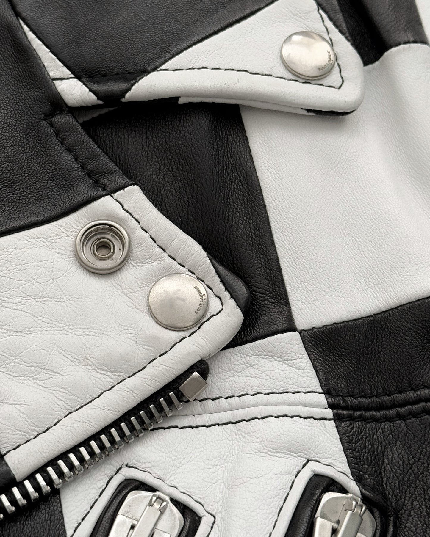 SS14 Checkerboard Patchwork L01 Lambskin Motorcycle Jacket