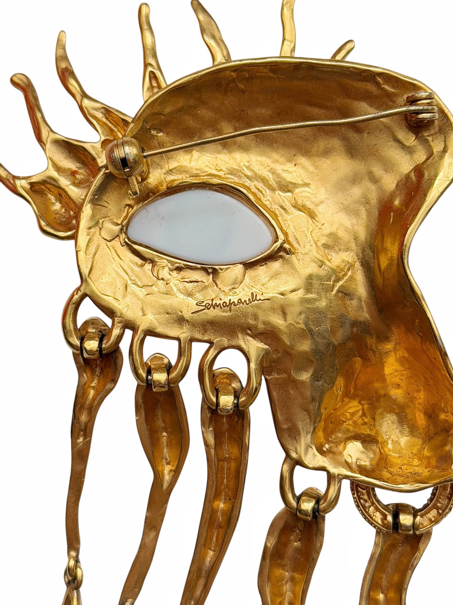 Gilded “Visage” Eye Brooch