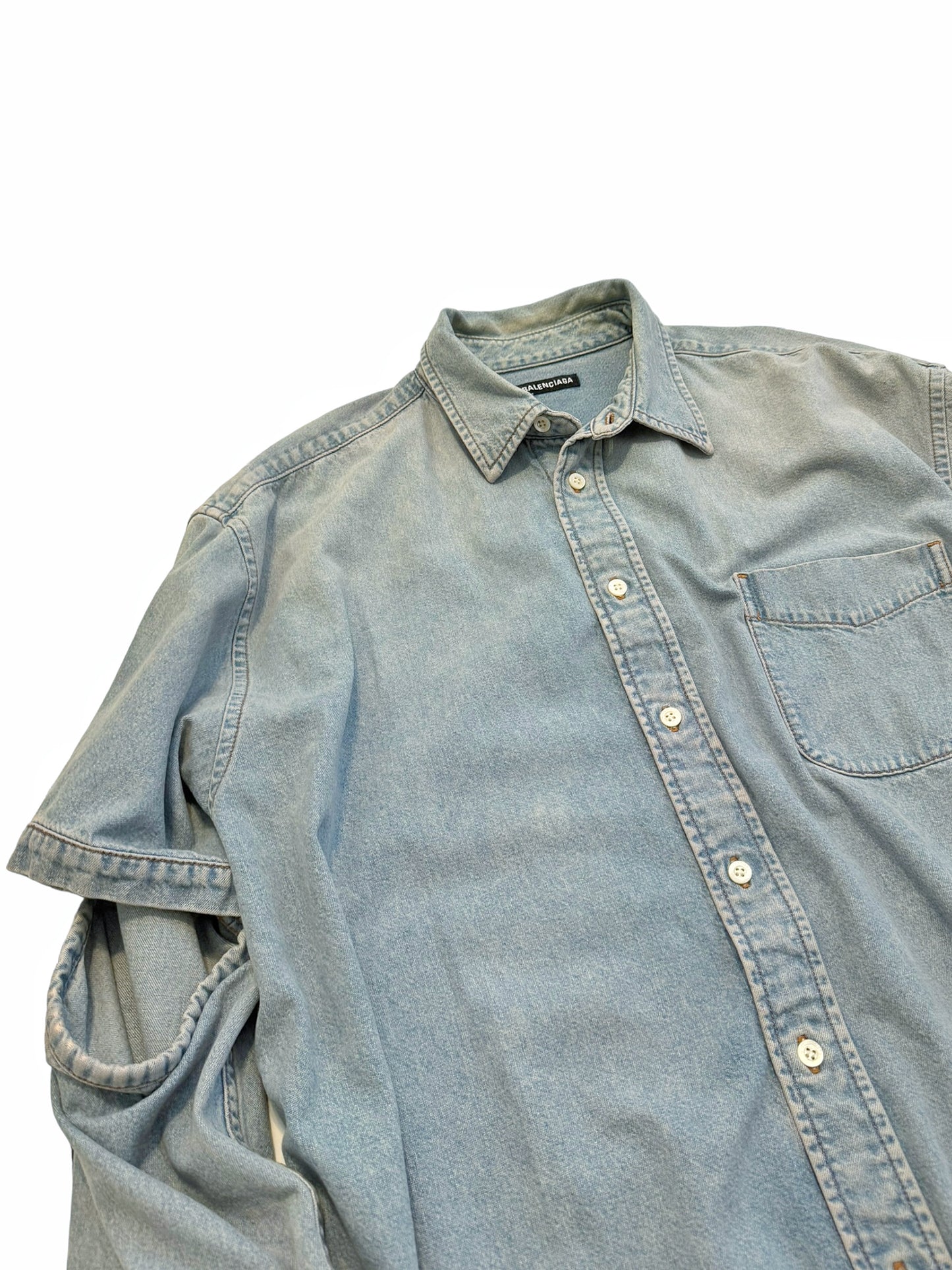 Arm Slit Baggy Denim Shirt