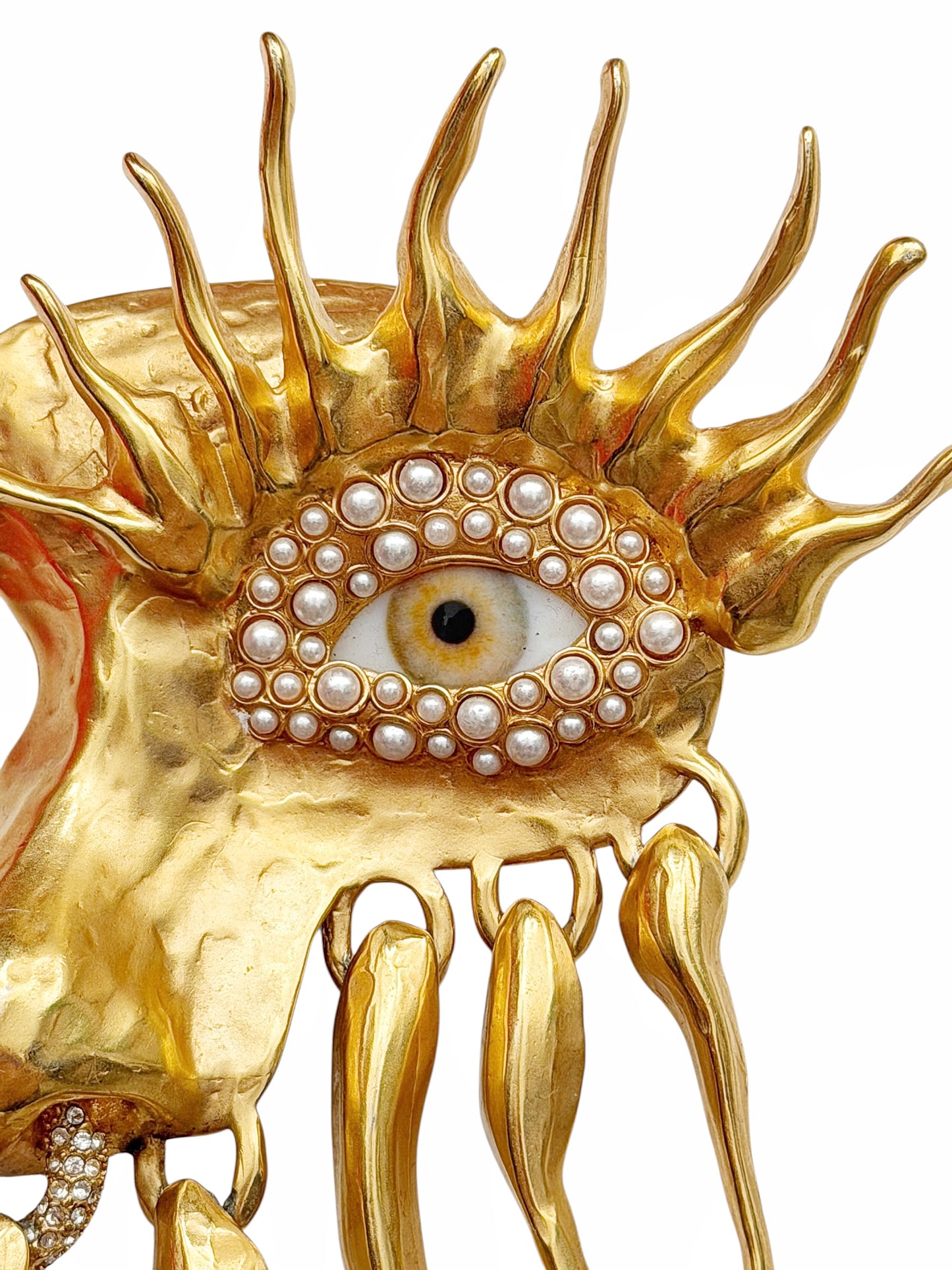 Gilded “Visage” Eye Brooch