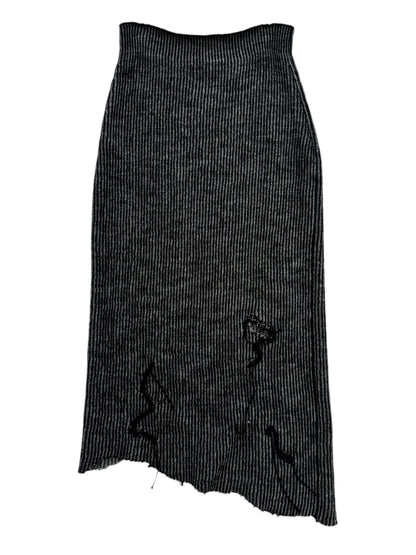 Deconstructed Knit Embellished Midi Skirt