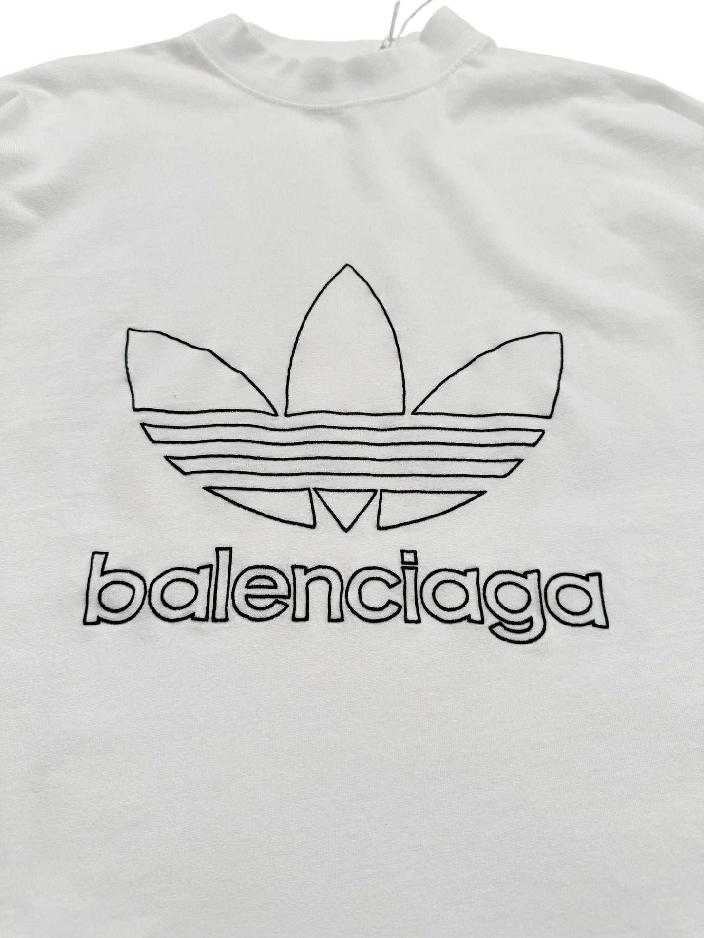 Adidas White Embroidered Oversized Logo Shirt