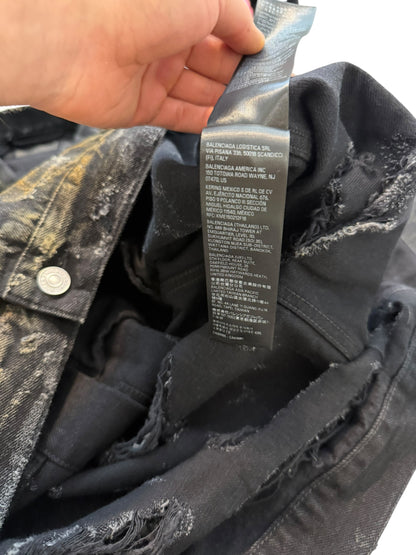 Mud Show Distressed Shredded Denim Trucker Jacket