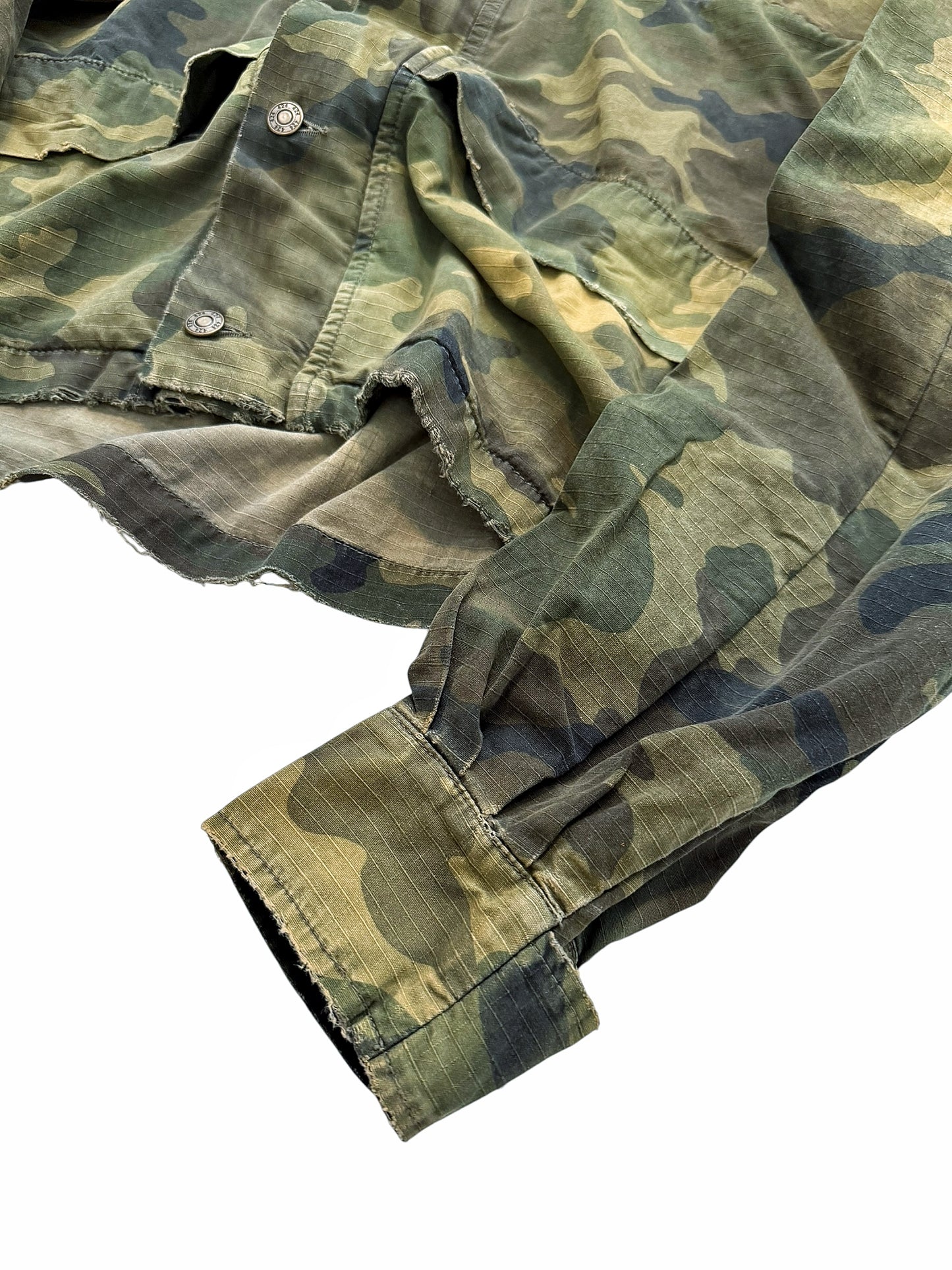 Distressed Cropped Camo Anorak Parka Jacket