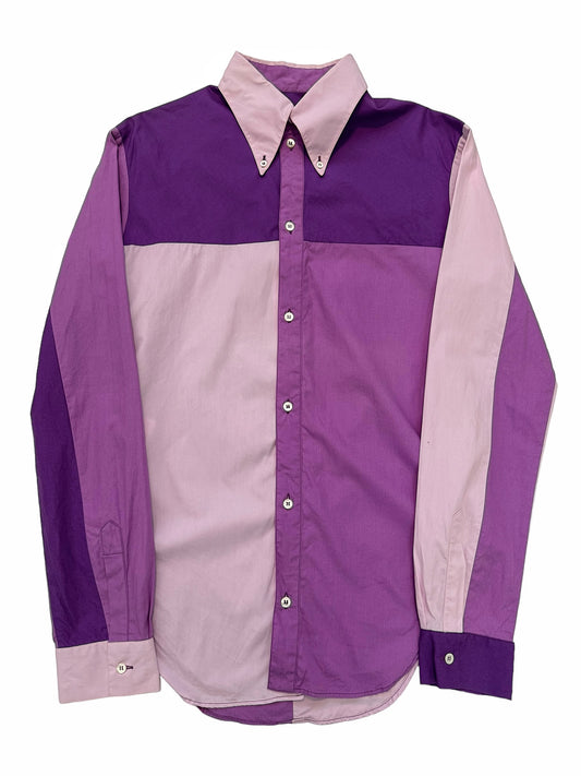 1990’s Purple Long Collar Patchwork Shirt