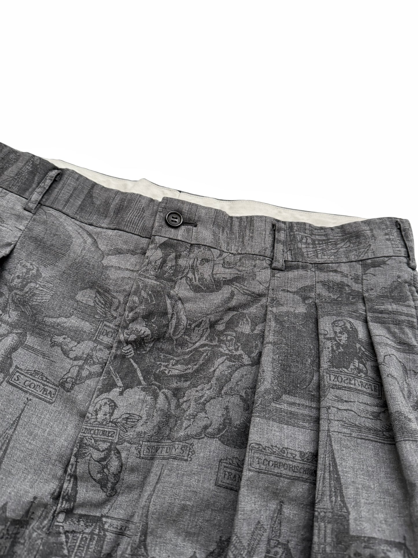 2020 Pressed Wool Print Pleated Shorts