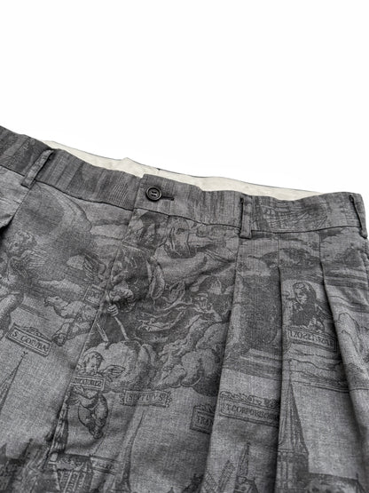 2020 Pressed Wool Print Pleated Shorts