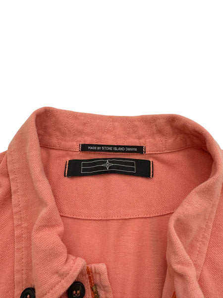 Old Coral Pink Logo Zip Polo