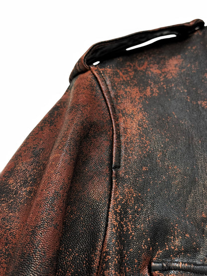 Yohji x Backlash “Rust” Speckled Spray Goat Leather Ballistic Jacket