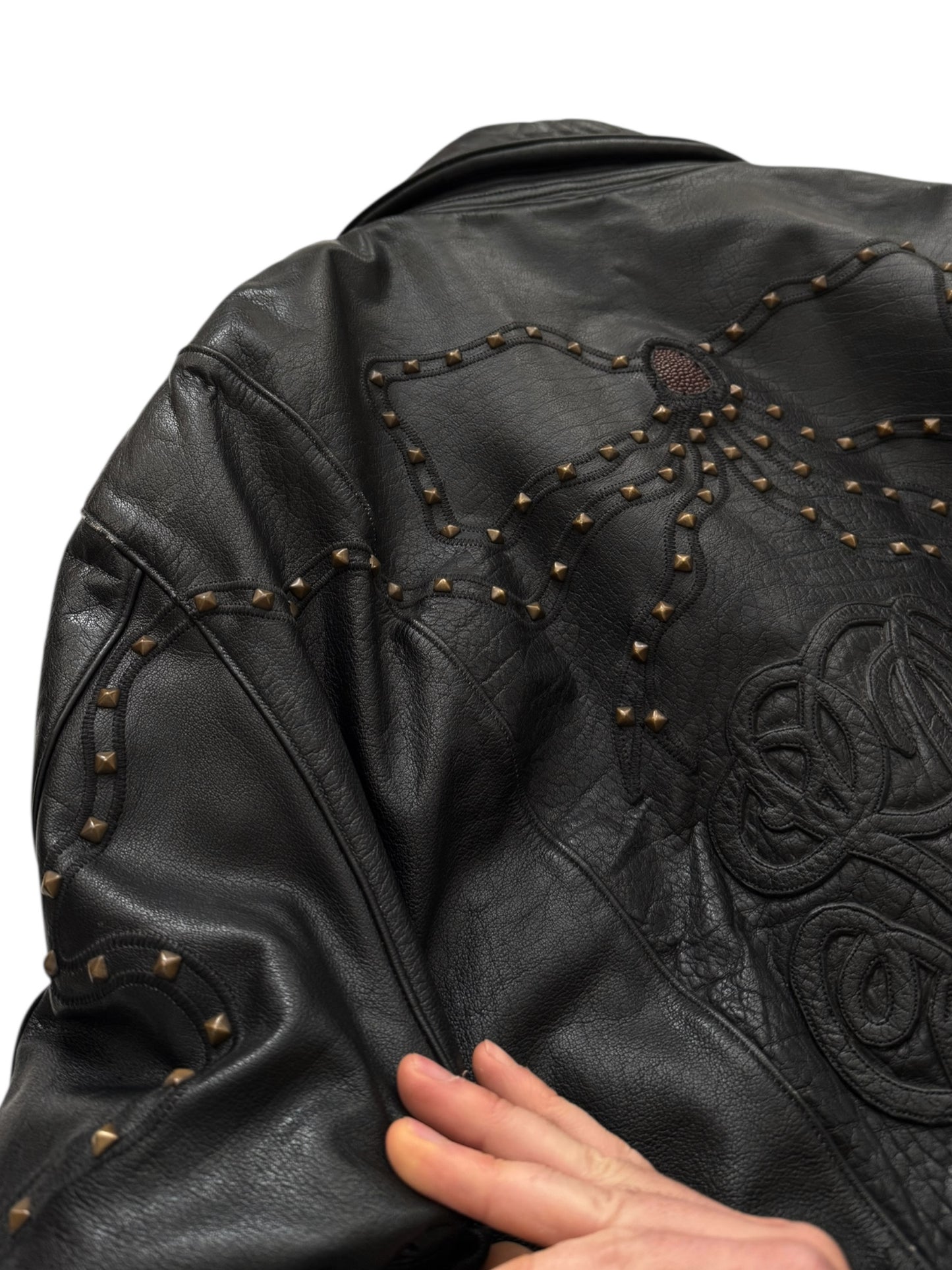 1980’s Custom Order Brass & Stingray Armored Leather Jacket