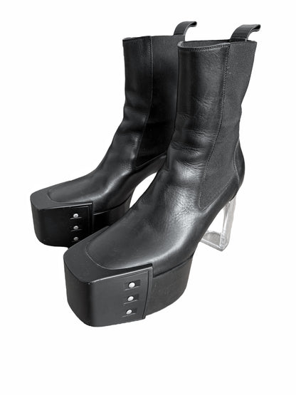 Black Clear Heel Kiss Platform Heels