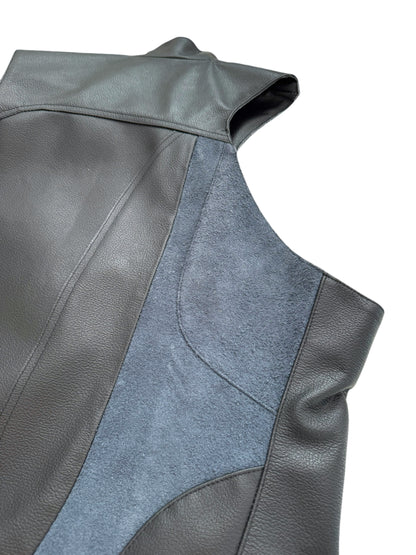 Recycled Couch Leather Asymmetric Vest