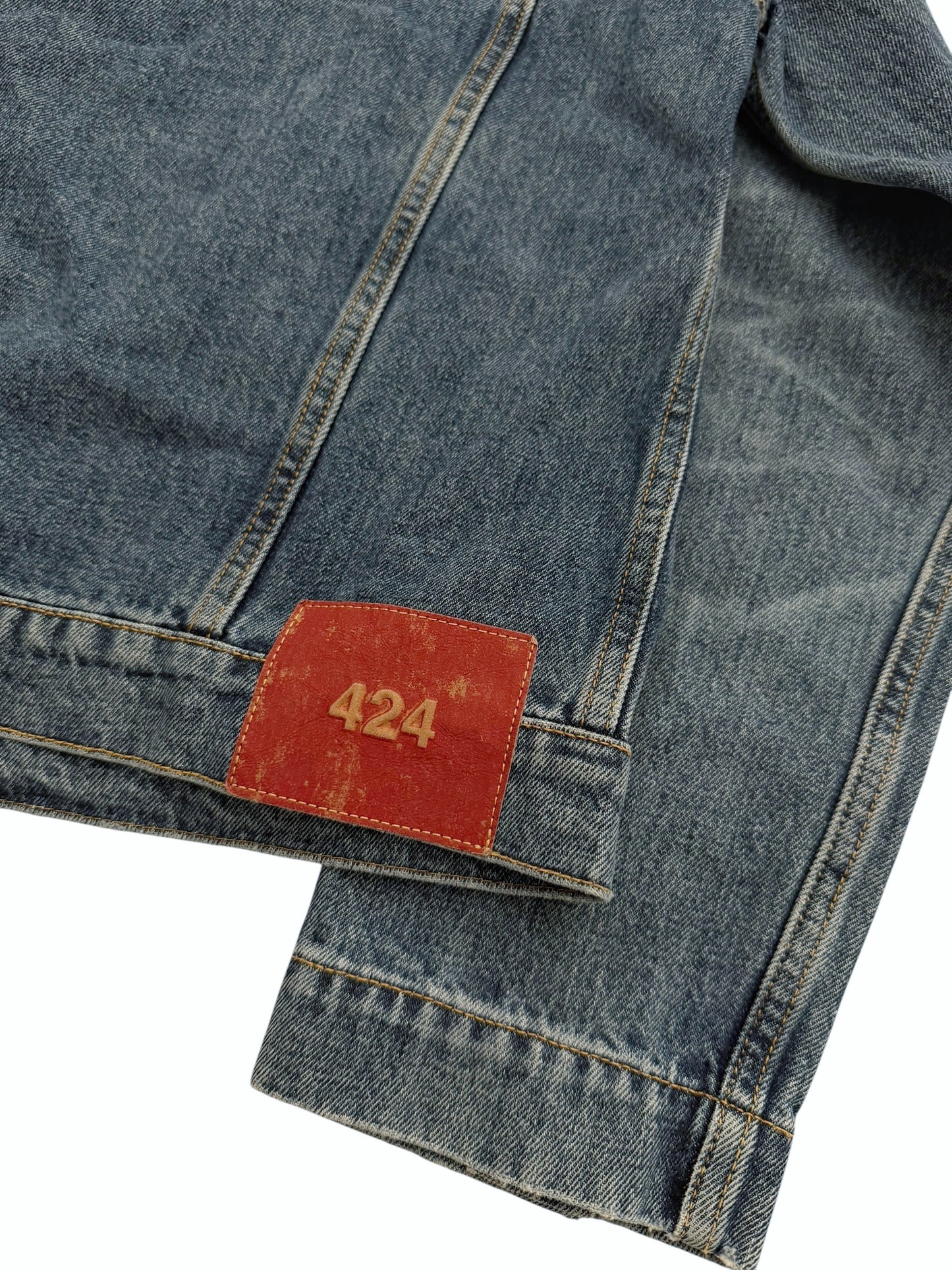 Japanese Wash Mandarin Collar Pleated Denim Trucker