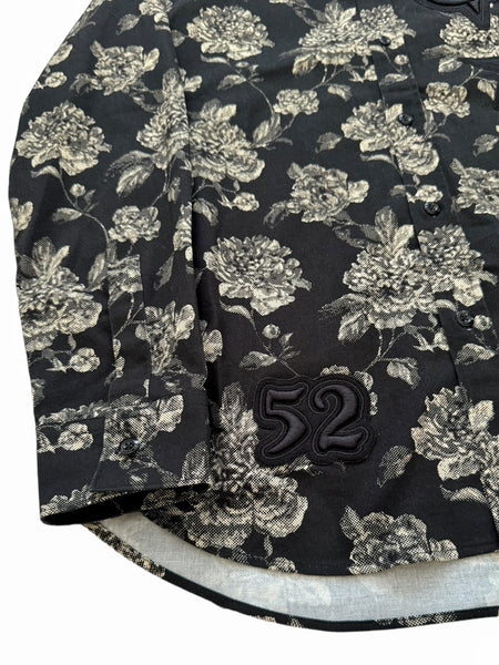 Gray Flowers Heavy Embroidery Shirt